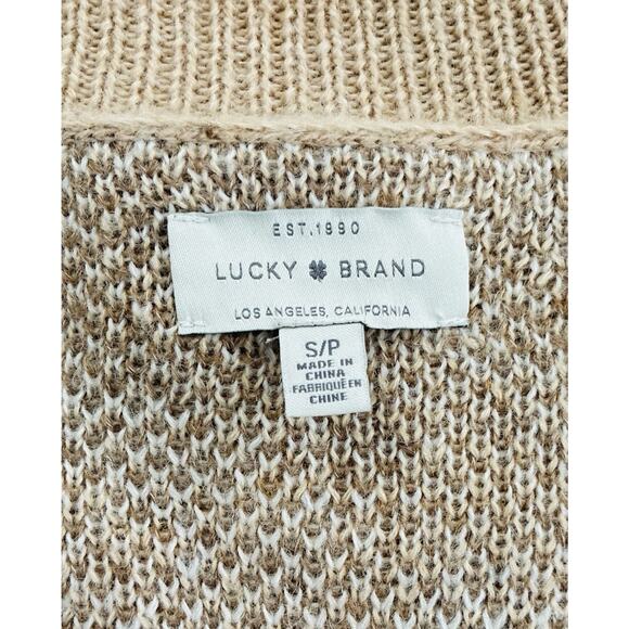 NWT Lucky Brand Sz S Tan Brn Camo 5 Button Up Cardigan Wool Blend MSRP $80 - Picture 3 of 9